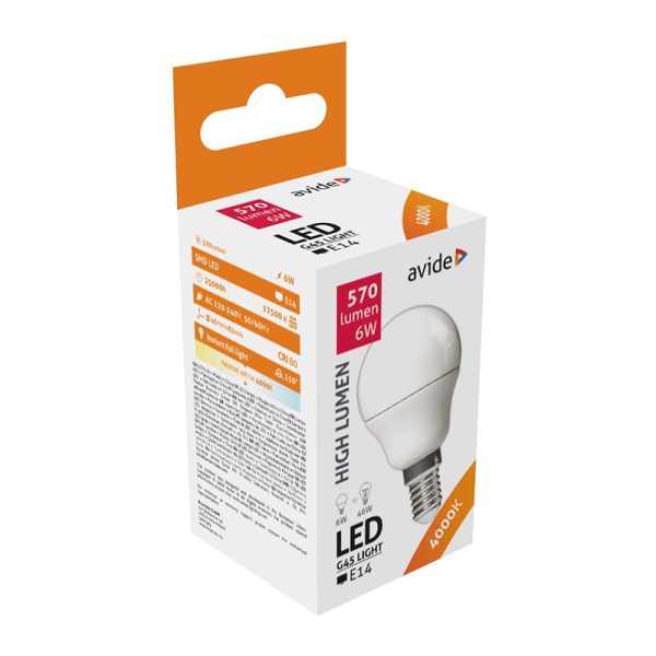 AVIDE ΛΑΜΠΑ LED ΣΦΑΙΡΑ HL E14 6W=45W ΝW ΗΜΕΡΑΣ