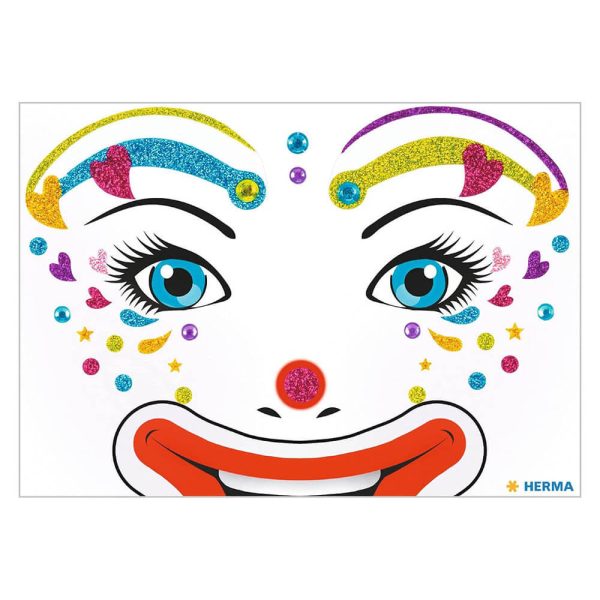 ΑΥΤΟΚΟΛΛΗΤΑ ΠΡΟΣΩΠΟΥ Herma face art sticker Clown Lotta 15427