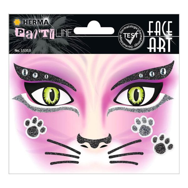 ΑΥΤΟΚΟΛΛΗΤΑ ΠΡΟΣΩΠΟΥ Herma face art sticker Pink Cat 15310