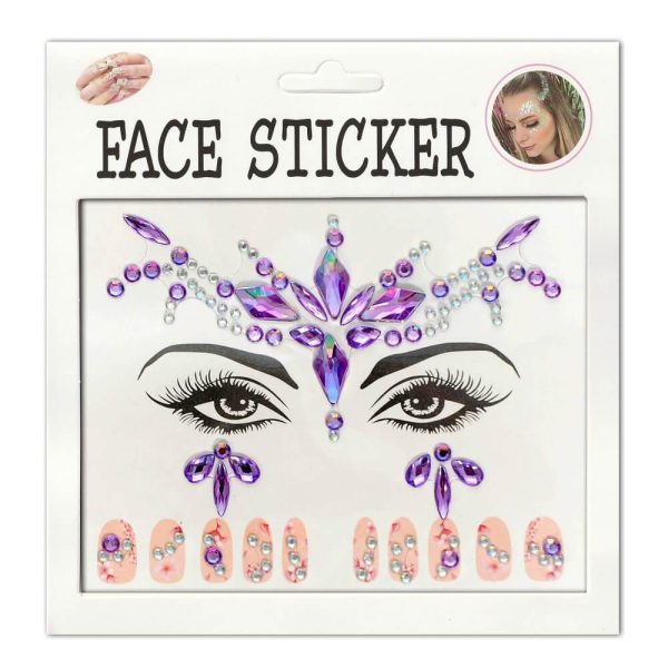 FACE STICKER 3D NAIL ART ΑΥΤΟΚΟΛΛΗΤΑ ΚΟΣΜΗΜΑΤΑ ΠΡΟΣΩΠΟΥ & ΝΥΧΙΩΝ 201060-6 ΜΩΒ