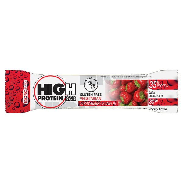 EXOTIC BRANDS HIGH PROTEIN BAR 80g STRAWBERRY