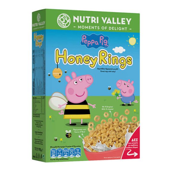 NUTRI VALLEY ΔΗΜΗΤΡΙΑΚΑ PEPPA PIG 375g HONEY RINGS