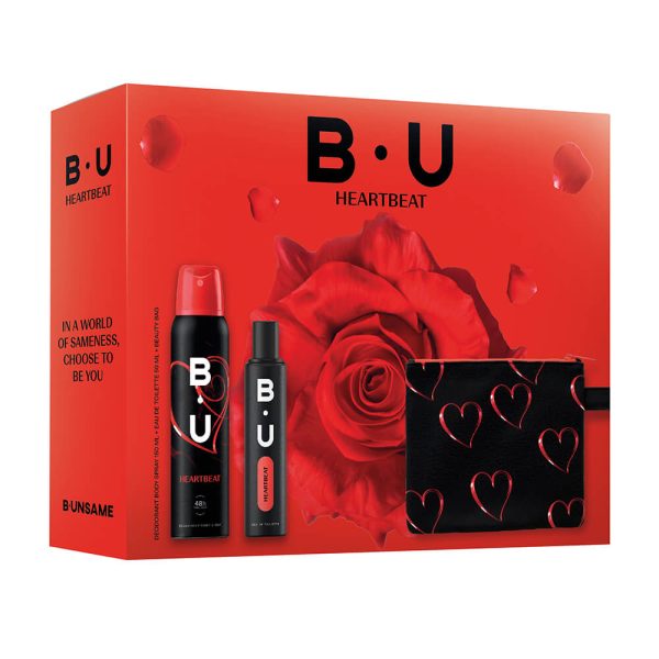 BU GIFT SET HEARTBEAT DEO BODY SPRAY 150ml + EDT 50ml + BEAUTY BAG