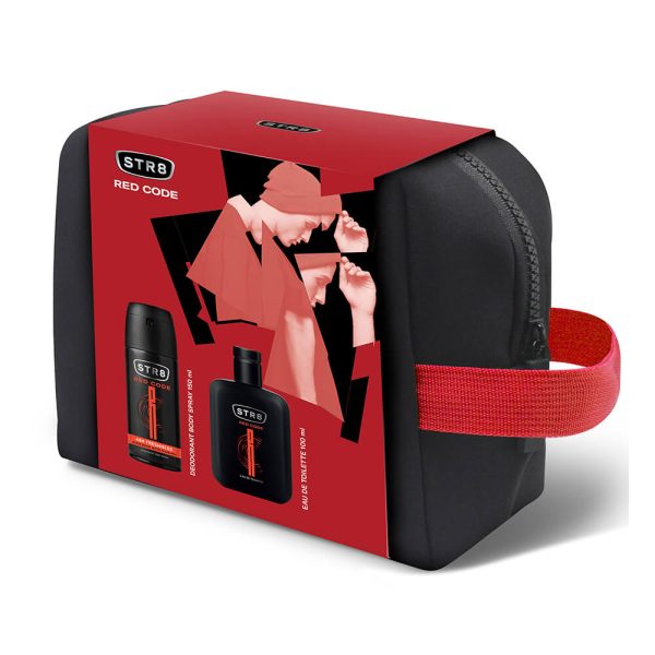 STR8 GIFT SET RED CODE DEO BODY SPRAY 150ml + EDT 100ml + Beauty Bag