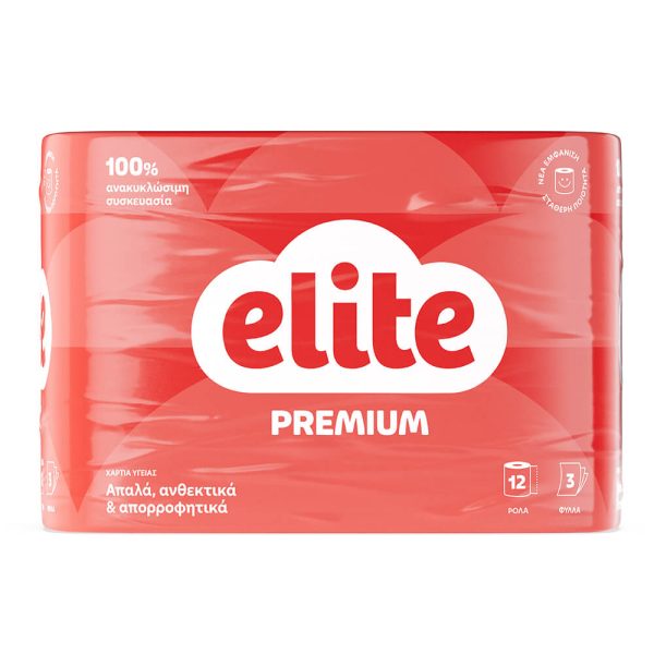 ELITE ΧΑΡΤΙ ΥΓΕΙΑΣ PREMIUM 12 ρολλά X 75g 3 φύλλα