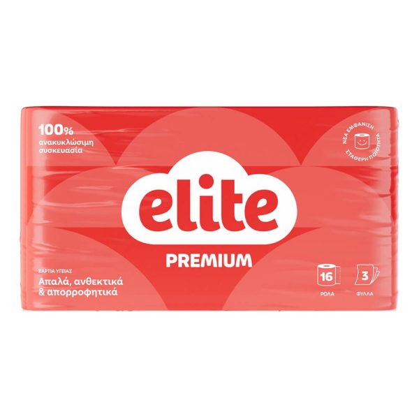 ELITE ΧΑΡΤΙ ΥΓΕΙΑΣ PREMIUM 16 ρολλά X 75g 3 φύλλα