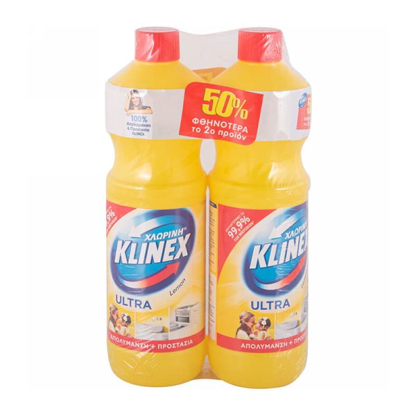 KLINEX ΧΛΩΡΙΝΗ ULTRA 2Χ1250ml LEMON (το 2ο -50%)