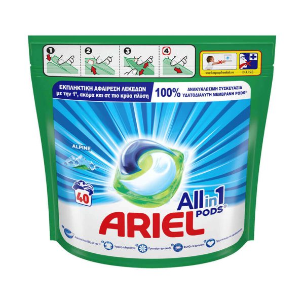 ARIEL PODS ΚΑΨΟΥΛΕΣ 40τεμ. ALL IN 1 ALPINE