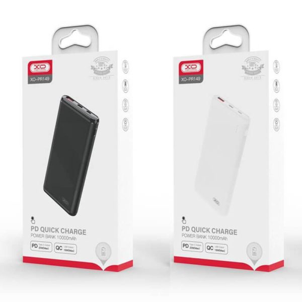 POWER BANK 10000mAh XO PR149 PD20W+QC18W Light shows fast charging ΜΑΥΡΟ