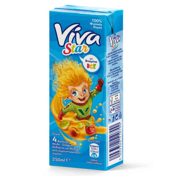 VIVA STAR ΦΡΟΥΤΟΠΟΤΟ 250ml 4 ΦΡΟΥΤΩΝ (ΜΗΛΟ-ΣΤΑΦΥΛΙ-ΡΟΔΑΚΙΝΟ-ΑΧΛΑΔΙ)