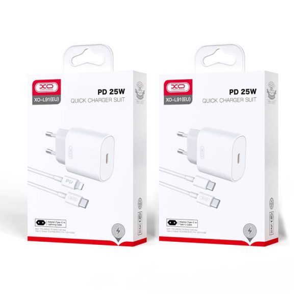 ΦΟΡΤΙΣΤΗΣ Type C ΜΕ ΚΑΛΩΔΙΟ Type C XO-L91 EU 25W Fast Charger White