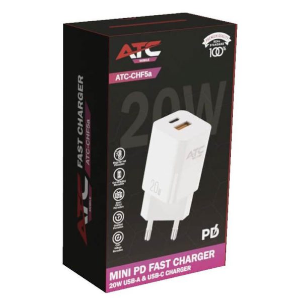 ΦΟΡΤΙΣΤΗΣ 20W EU FAST CHARGER PD TYPE C USB ΛΕΥΚΟ ATC-CHF5a /20005