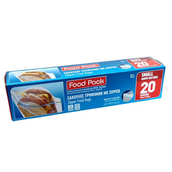 ΣΑΚΟΥΛΕΣ ΤΡΟΦΙΜΩΝ ZIPPER 18X22εκ. 1lt 20τεμ.
