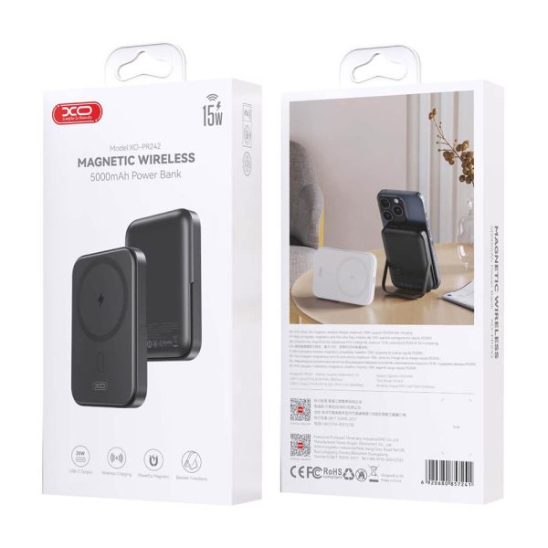 POWER BANK MAGNETIC 5000mAh XO PR242 PD20W+Wireless 15W ΜΑΥΡΟ