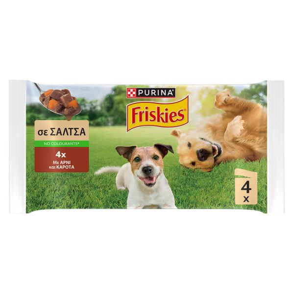 FRISKIES ΥΓΡΗ ΤΡΟΦΗ ΣΚΥΛΟΥ 4x85kg ΑΡΝΙ-ΚΑΡΟΤΟ ΣΕ ΣΑΛΤΣΑ