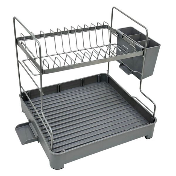 ΠΙΑΤΟΘΗΚΗ 2όροφη ΜΕΤΑΛΛΙΚΗ ΑΣΗΜΙ ΜΑΤ ΜΕ ΓΚΡΙ ΔΙΣΚΟ 30x32x30,5εκ. 843602