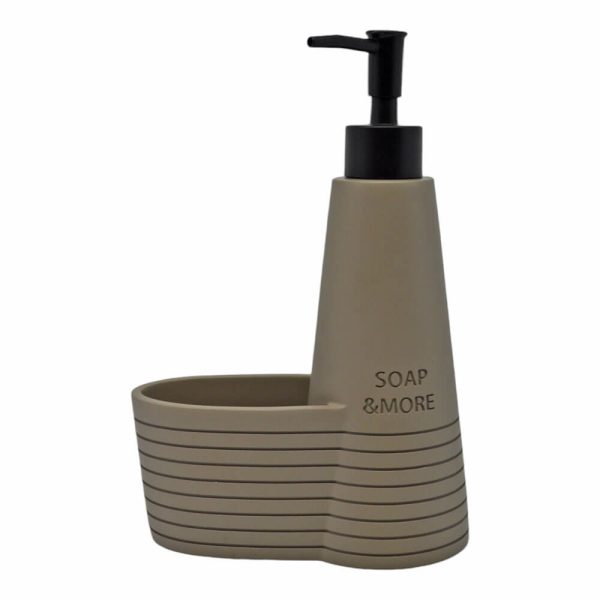 DISPENSER ΚΟΥΖΙΝΑΣ ΠΟΛΥΕΣΤΕΡΙΚΟ SOAP & MORE ΜΕ ΘΗΚΗ ΓΙΑ ΣΦΟΥΓΓΑΡΙ TAUPE 841752