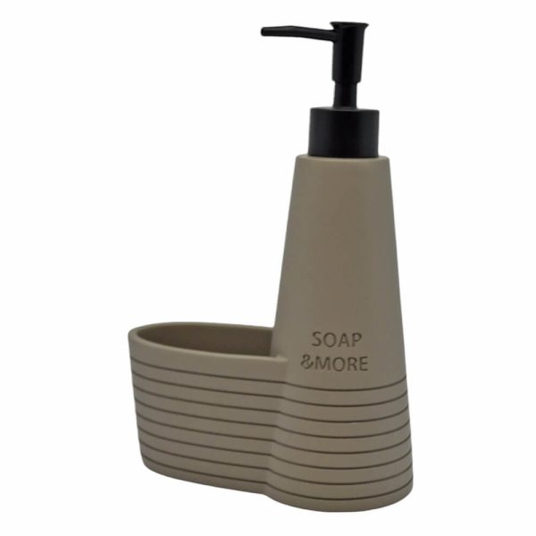 DISPENSER ΚΟΥΖΙΝΑΣ ΠΟΛΥΕΣΤΕΡΙΚΟ SOAP & MORE ΜΕ ΘΗΚΗ ΓΙΑ ΣΦΟΥΓΓΑΡΙ TAUPE 841752