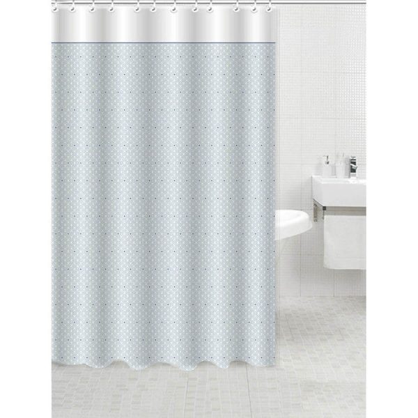 ΚΟΥΡΤΙΝΑ ΜΠΑΝΙΟΥ ΠΟΛΥΕΣΤΕΡΙΚΗ 180Χ180εκ. 90gsm ΜΕ 12 ΚΡΙΚΟΥΣ ΓΚΡΙ ΓΕΩΜΕΤΡΙΚΟ ΜΟΤΙΒΟ 846283