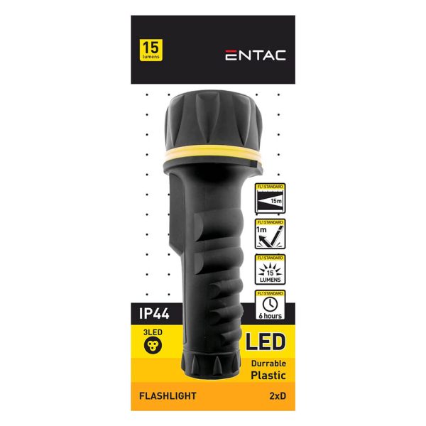 ΦΑΚΟΣ ΠΛΑΣΤΙΚΟΣ ENTAC 15lm IP44 3LED EFL-2D-PL