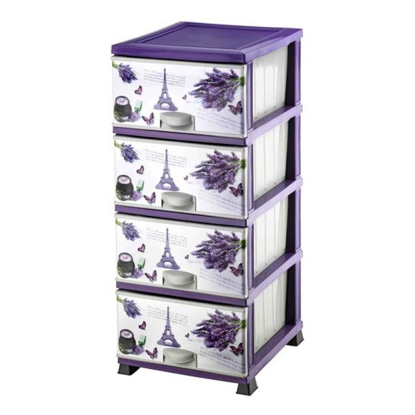 ΣΥΡΤΑΡΙΕΡΑ ΠΛΑΣΤΙΚΗ DECOR ΜΕ 4 ΣΥΡΤΑΡΙΑ 46x38x90εκ. ΜΩΒ PARIS