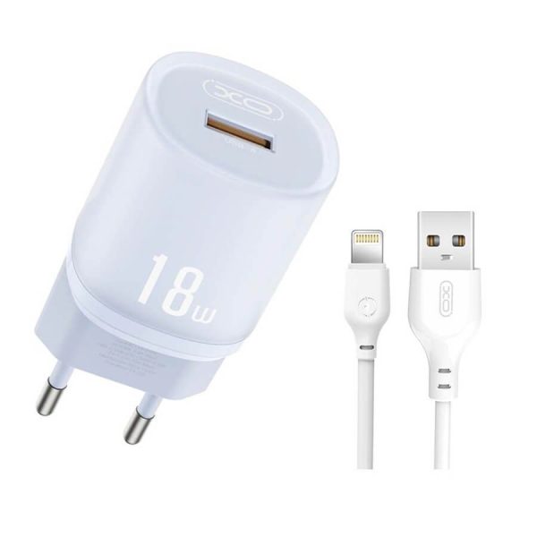 ΦΟΡΤΙΣΤΗΣ ΜΕ ΚΑΛΩΔΙΟ LIGHTNING 18W EU ΓΡΗΓΟΡΗΣ ΦΟΡΤΙΣΗΣ QC3.0 Blue XO-L157