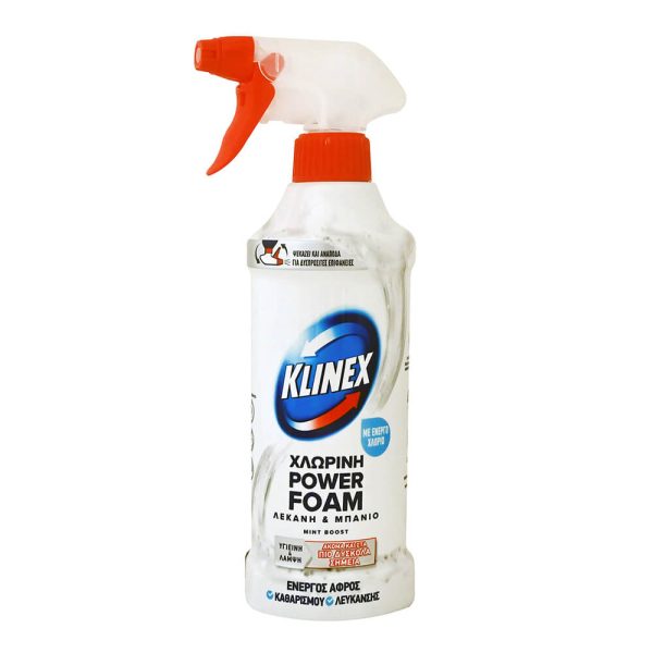KLINEX POWER FOAM ΑΦΡΟΣ ΚΑΘΑΡΙΣΜΟΥ ΛΕΚΑΝΗΣ & ΜΠΑΝΙΟΥ 435ml Χλωρίνη