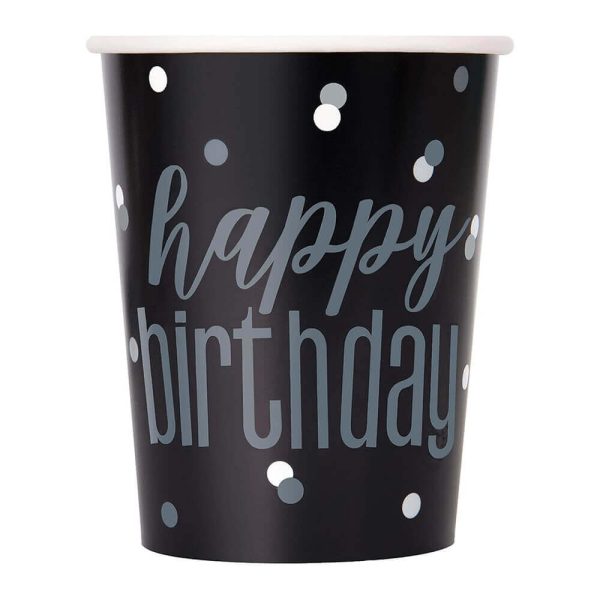 PARTY SET ΠΟΤΗΡΙΑ HAPPY BIRTHDAY BLACK 270ml 8τεμ. /82221