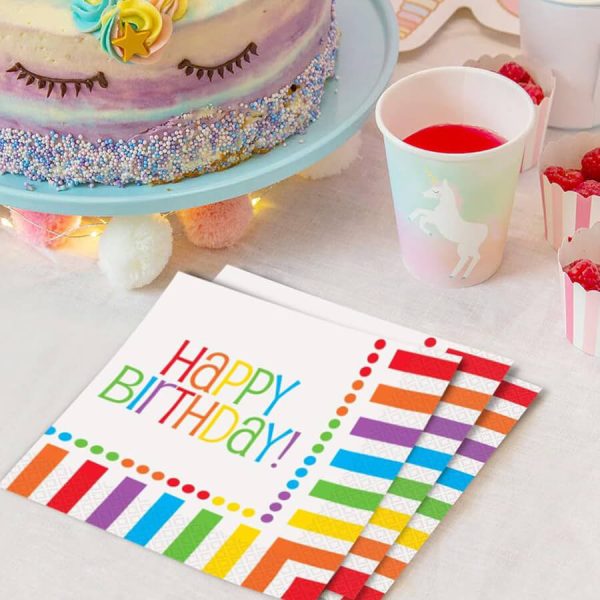PARTY SET ΧΑΡΤΟΠΕΤΣΕΤΕΣ HAPPY BIRTHDAY RAINBOW ΦΑΓΗΤΟΥ 33εκ. 16τεμ. /47112