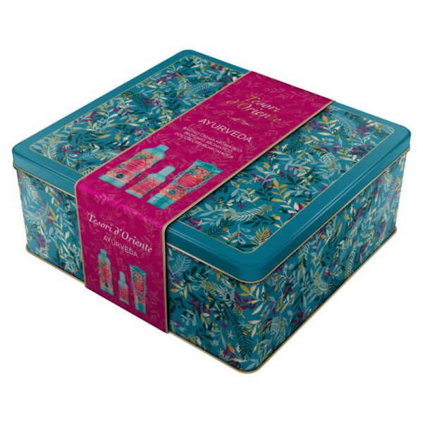 TESORI D'ORIENTE GIFT SET METAL BOX AYURVEDA 100ml + Bath Cream 500ml & Shower Gel 250ml