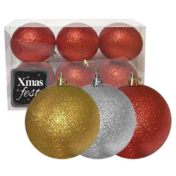 ΜΠΑΛΕΣ ΜΕ GLITTER Φ10 ΚΟΚΚΙΝΕΣ ΣET 6τεμ. 2081