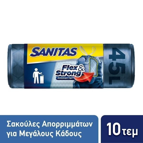 SANITAS ΣΑΚΟΥΛΕΣ ΑΠΟΡΡΙΜΜΑΤΩΝ FLEX & STRONG 45L 52Χ75εκ. 10τεμ.