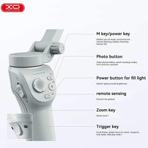Smart Selfie Stick με κλίση τριών αξόνων Anti Shake XO SS17