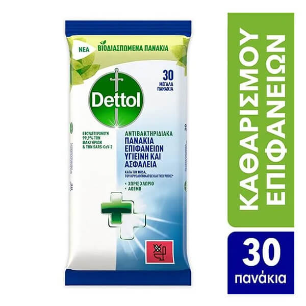 DETTOL ΑΝΤΙΒΑΚΤΗΡΙΔΙΑΚΑ ΠΑΝΑΚΙΑ ΚΑΘΑΡΙΣΜΟΥ 30τεμ. CLASSIC