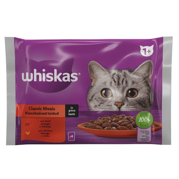 WHISKAS ΤΡΟΦΗ ΓΑΤΑΣ ΣΕ ΖΕΛΕ ΣΕΤ 4x85g ΚΟΤΟΠΟΥΛΟ-ΜΟΣΧΑΡΙ
