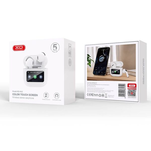 ΑΚΟΥΣΤΙΚΑ Bluetooth Earbuds 6ης Γενιάς TWS με Οθόνη XO X42 Pro Λευκά