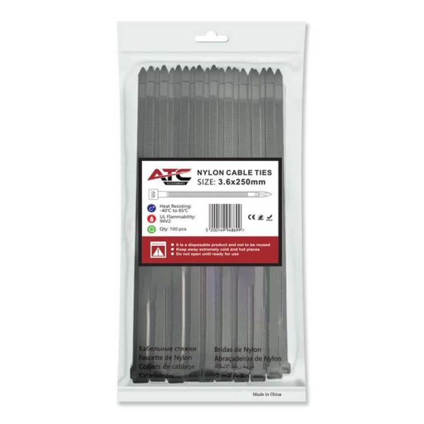 ΔΕΜΑΤΙΚΑ ΚΑΛΩΔΙΩΝ 25εκ. Χ 3.6mm 100τεμ. ΝΑΙΛΟΝ ΜΑΥΡΑ