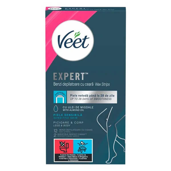 VEET ΑΠΟΤΡΙΧΩΤΙΚΕΣ ΤΑΙΝΙΕΣ ΚΕΡΙΟΥ ΣΩΜΑΤΟΣ EXPERT 12τεμ. SENSITIVE
