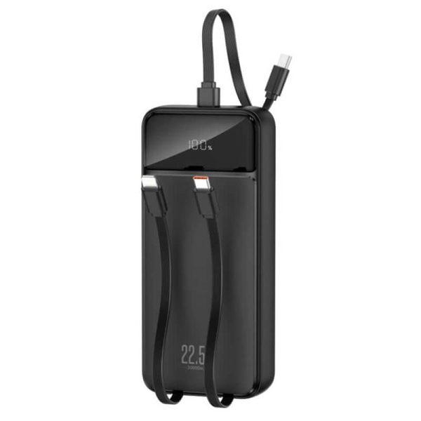 POWER BANK 20000mAh 22.5W με 3 Ενσωματωμένα Καλώδια και οθόνη XO PR275