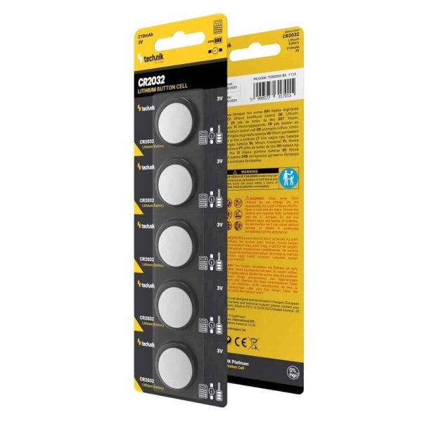 TECHNIK ΜΠΑΤΑΡΙΕΣ ΛΙΘΙΟΥ ΚΟΥΜΠΙΑ CR-2032 3V ΣΕΤ 5τεμ.