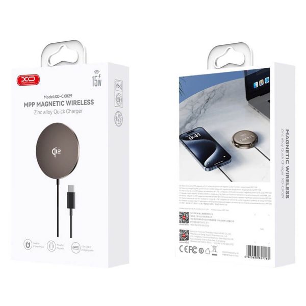 ΑΣΥΡΜΑΤΟΣ ΦΟΡΤΙΣΤΗΣ ΜΑΓΝΗΤΙΚΟΣ 15W ΜΑΥΡΟΣ XO CX029 QI2
