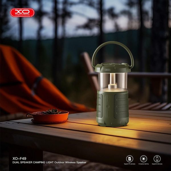 ΗΧΕΙΟ Outdoor Bluetooth Speaker Camping Light Με Διπλά Ηχεία XO-F49 Green
