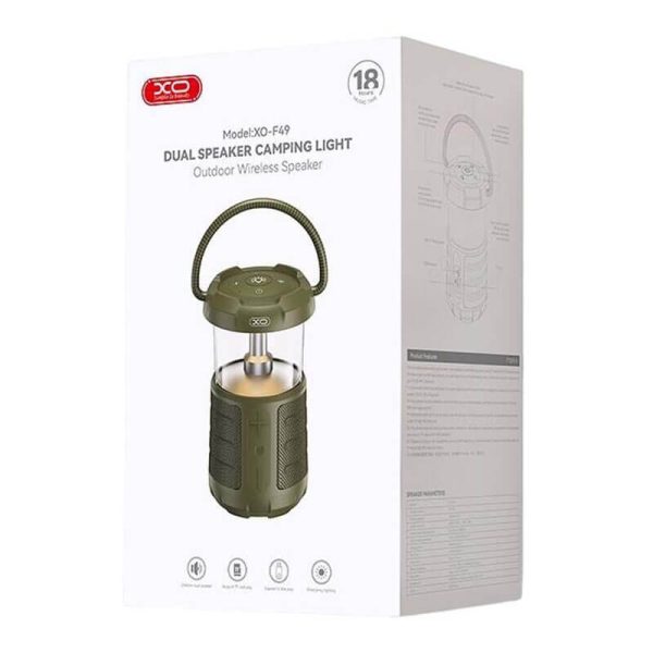 ΗΧΕΙΟ Outdoor Bluetooth Speaker Camping Light Με Διπλά Ηχεία XO-F49 Green