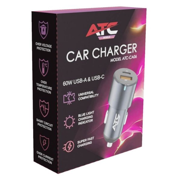 ΦΟΡΤΙΣΤΗΣ ΑΥΤΟΚΙΝΗΤΟΥ USB-A & Type-C 60W ATC-CA06