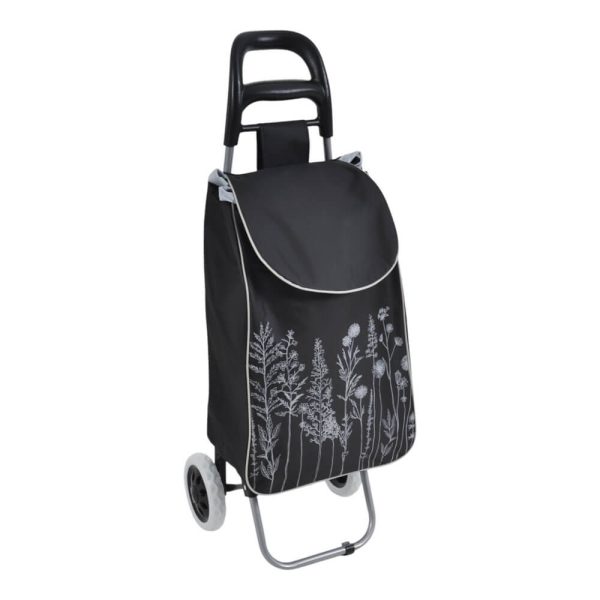 ΚΑΡΟΤΣΙ ΛΑΪΚΗΣ ΜΕΤΑΛΛΙΚΟ ΜΕ ΜΑΥΡΟ ΣΑΚΟ ΚΑΙ ΣΧΕΔΙΟ ΒΟΤΑΝΑ 35x27x94εκ. 852222