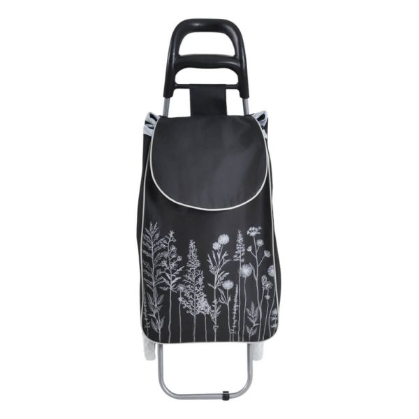 ΚΑΡΟΤΣΙ ΛΑΪΚΗΣ ΜΕΤΑΛΛΙΚΟ ΜΕ ΜΑΥΡΟ ΣΑΚΟ ΚΑΙ ΣΧΕΔΙΟ ΒΟΤΑΝΑ 35x27x94εκ. 852222