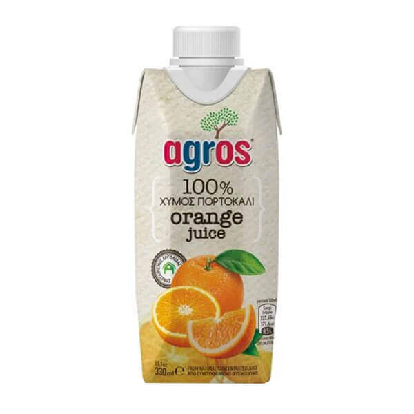 AGROS 100% ΦΥΣΙΚΟΣ ΧΥΜΟΣ 330ml ΠΟΡΤΟΚΑΛΙ