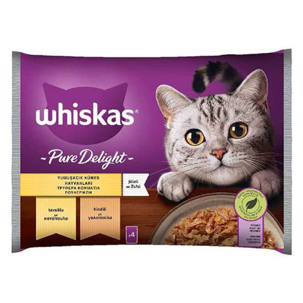 WHISKAS ΤΡΟΦΗ ΓΑΤΑΣ ΣΕ ΖΕΛΕ ΣΕΤ 4x85g ΠΟΥΛΕΡΙΚΑ