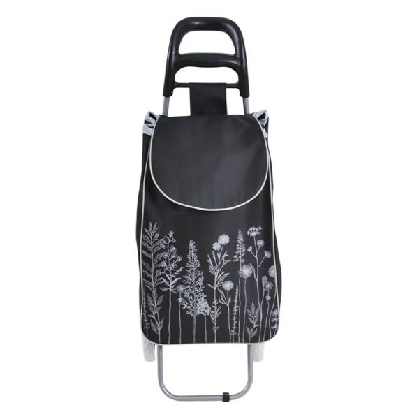 ΚΑΡΟΤΣΙ ΛΑΪΚΗΣ ΜΕΤΑΛΛΙΚΟ ΜΕ ΜΑΥΡΟ ΣΑΚΟ ΚΑΙ ΣΧΕΔΙΟ ΒΟΤΑΝΑ 35x27x94εκ. 852222