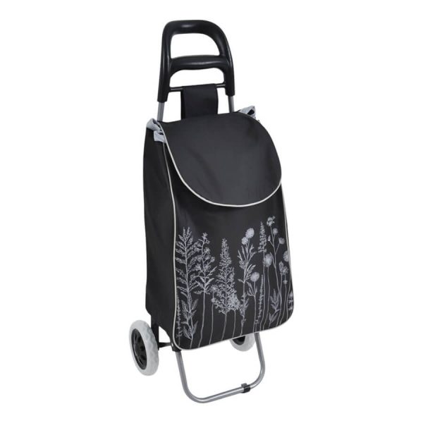 ΚΑΡΟΤΣΙ ΛΑΪΚΗΣ ΜΕΤΑΛΛΙΚΟ ΜΕ ΜΑΥΡΟ ΣΑΚΟ ΚΑΙ ΣΧΕΔΙΟ ΒΟΤΑΝΑ 35x27x94εκ. 852222